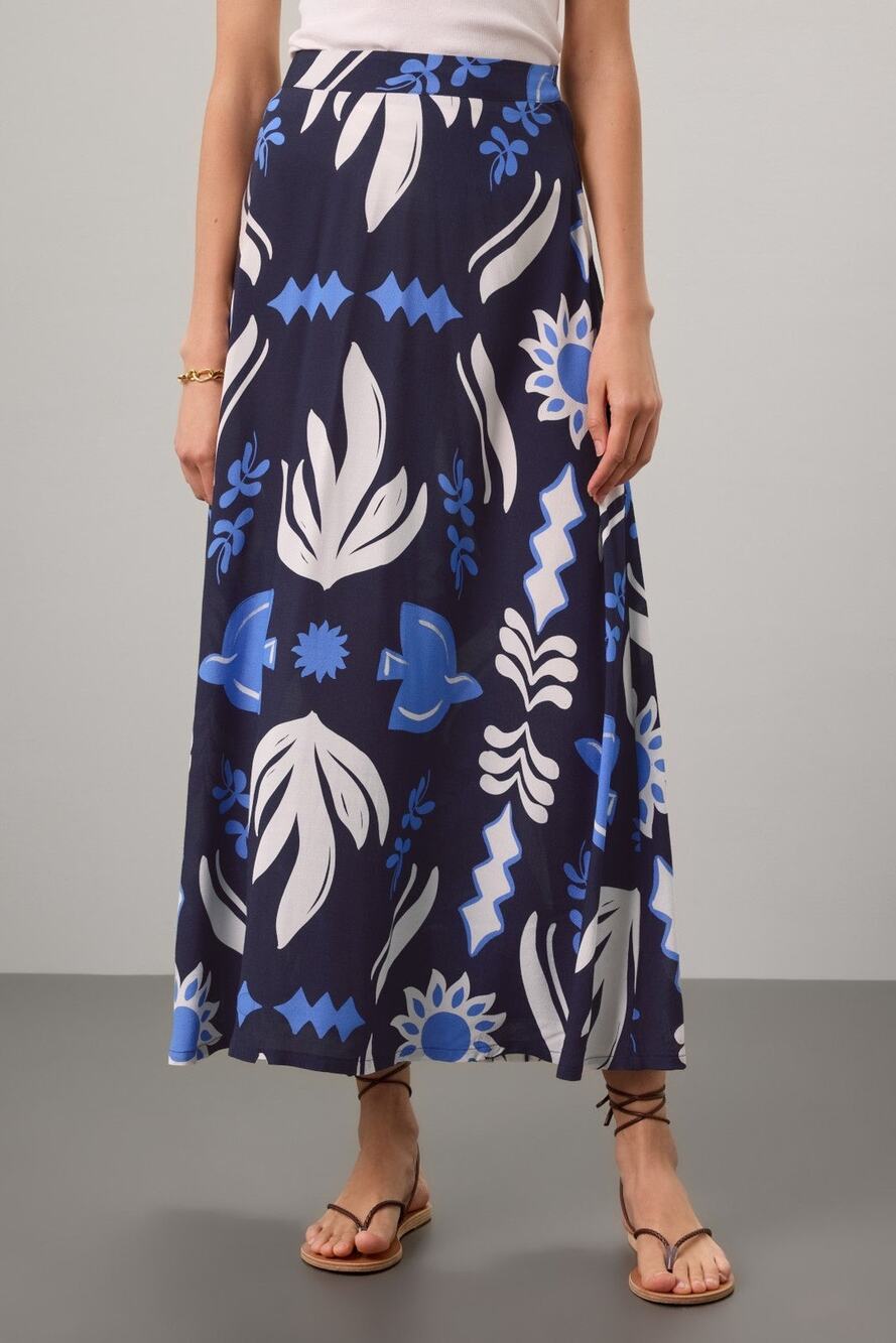 FIFTEEN TWENTY Blue White Multicolored Abstract Print Side Zip Lexi Skirt Size M
